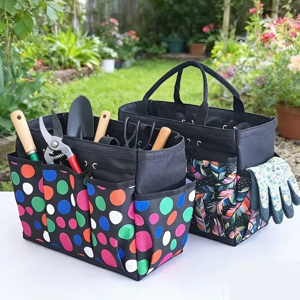 Stylish Printed Tote Bag Multi-Purpose Home Organizer Multiple Pockets Practical